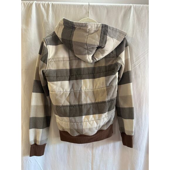 Plaid Padded Zip-Up Hoodie Jacket, Size M - Picture 2 of 4
